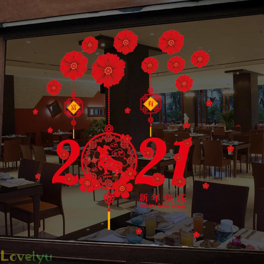 Miếng Dán Tường Trang Trí Năm Mới 2021 Phong Cách Trung Hoa
