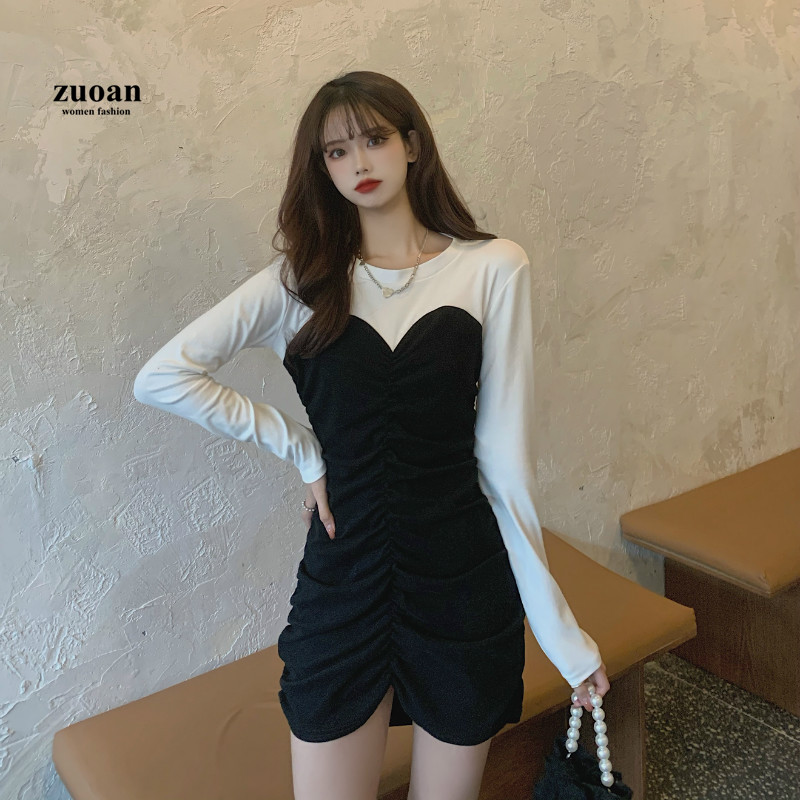 SUXI Đầm Tay Dài Thiết Kế Ôm Sát Tôn Dáng