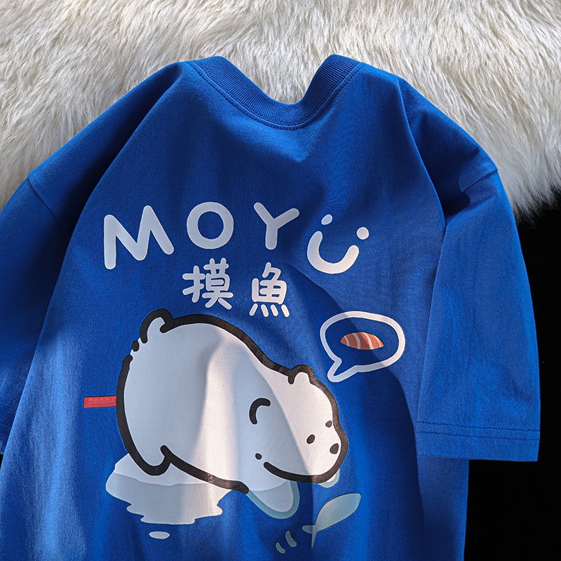 Áo Thun Cotton Tay Ngắn Dáng Rộng In Hoạt Hình Kiểu Hàn Quốc Thời Trang Mùa Hè Cho Nam Và Nữ