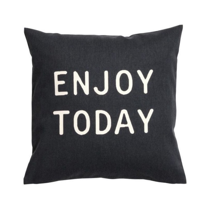 Gối thêu chữ Enjoy Today , gối Sofa, gối làm quà tặng, Gối tựa trang trí Decor, Gối ôm 45x45cm