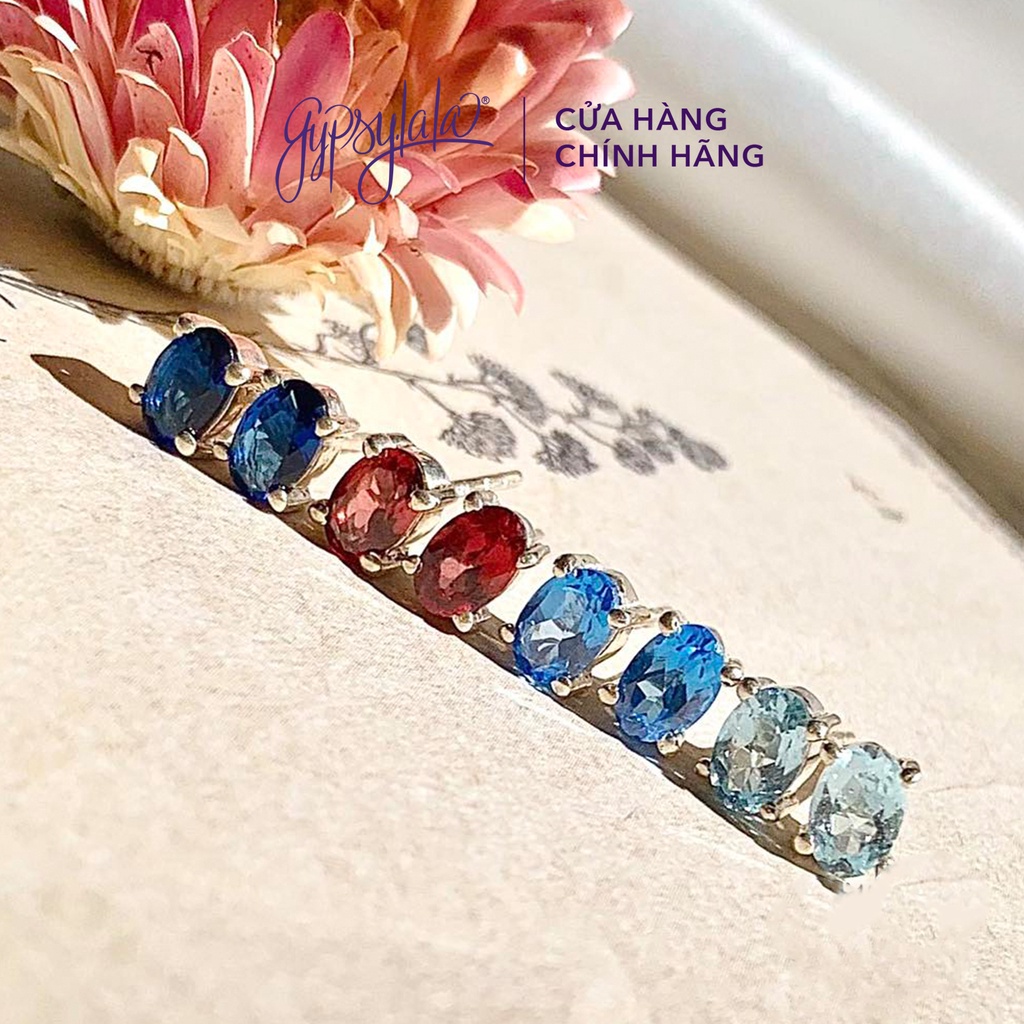 Bông Tai Oval Đá Thiên Nhiên Bạc 925 Nhiều Màu Mang Năng Lượng SP004566 Gypsy.lala
