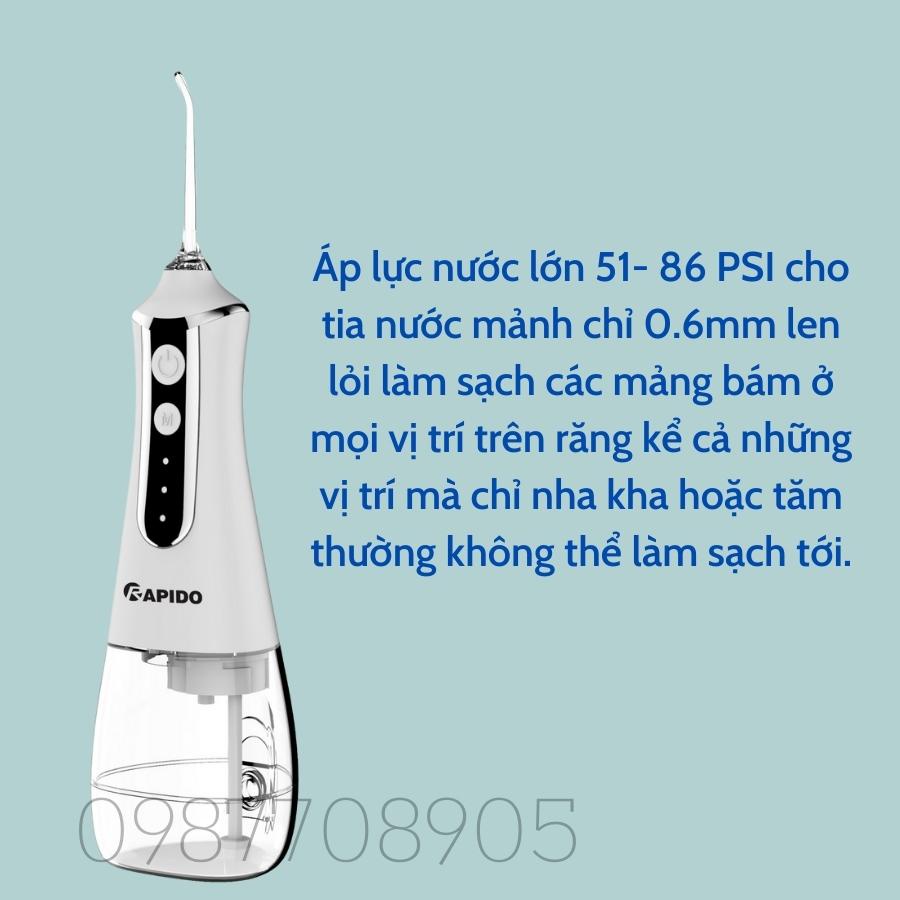 Máy tăm nước cầm tay Rapido, bảo hành chính hãng 12 tháng