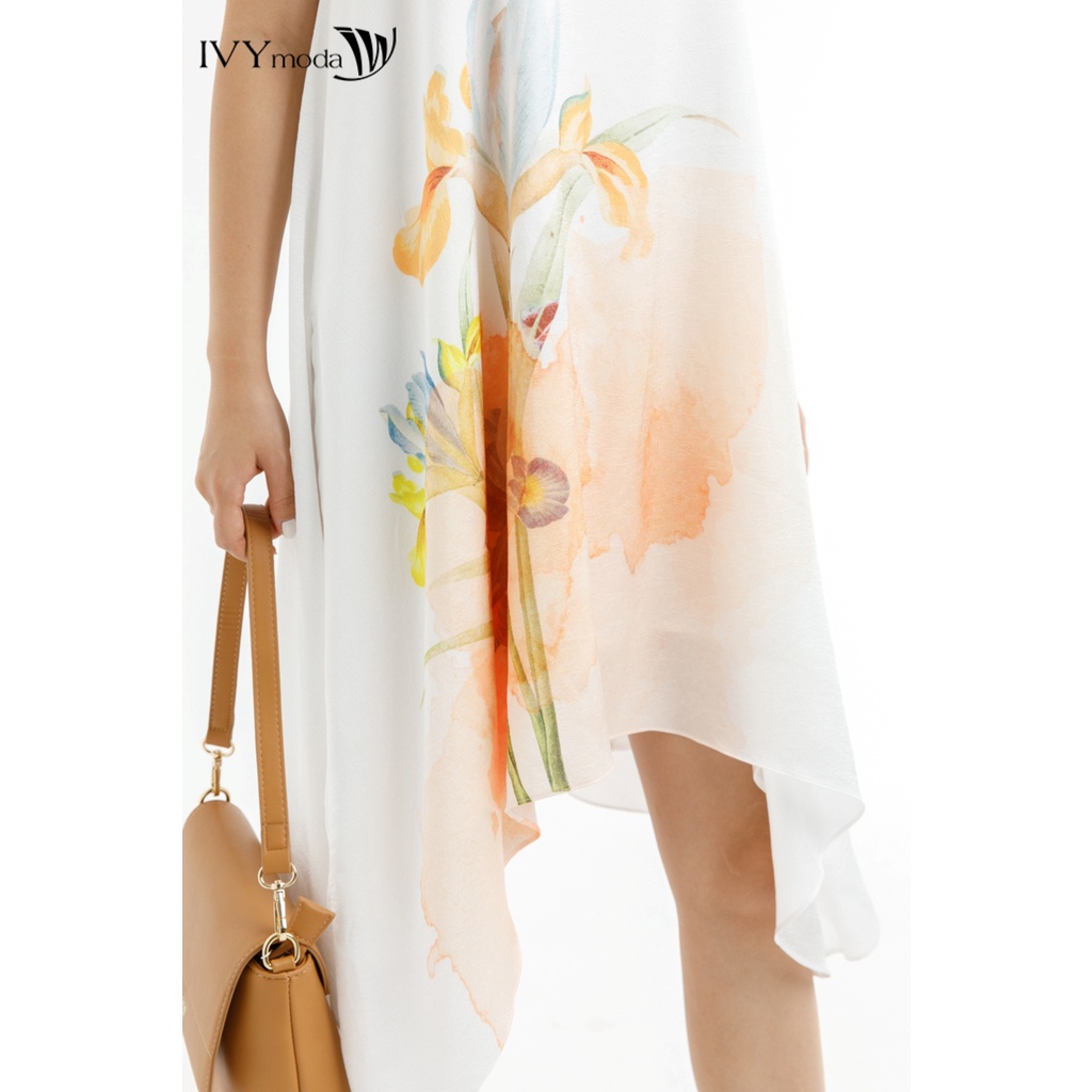 Đầm lụa suông họa tiết hoa IVY moda MS 41M7572