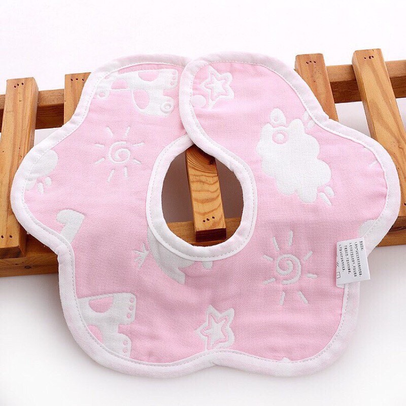 Yếm Xô Hình Tròn 6 Lớp Màu Sợi Tre Xoay 360 Độ Dày Dặn, Thấm Hút Cực Nhanh Cho Bé