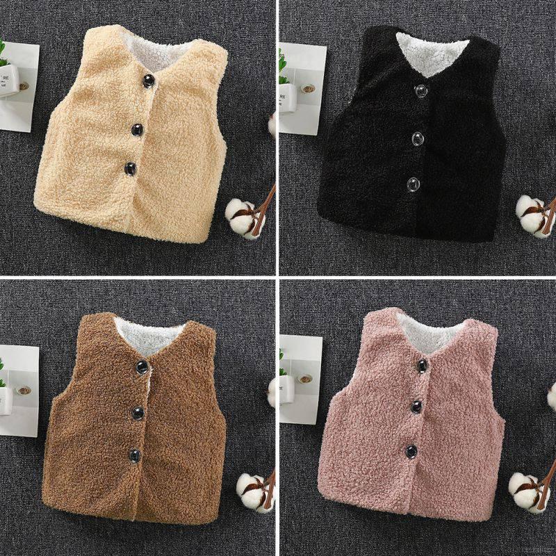 Áo khoác vest lông cừu phong cách Hàn Quốc dành cho bé 1-6 tuổi