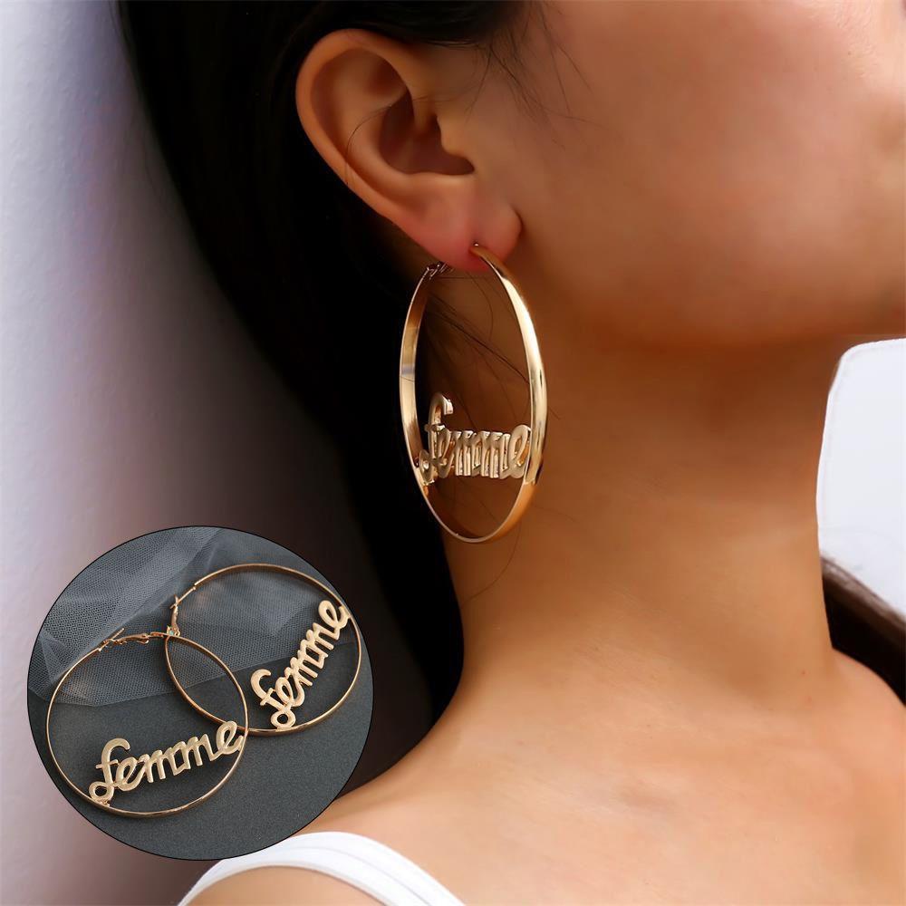 ❀Karen❀ Khuyên Tai Tròn Phong Cách Punk|Khuyên Tai Hình Tròn Lớn