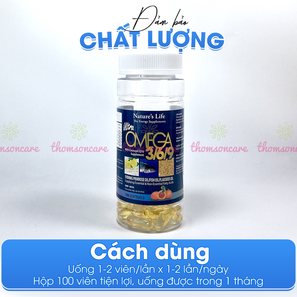 Bổ sung Omega 3 6 9 Ultra hàm lượng cao - từ dầu hoa anh thảo, Vitamin E giúp sáng mắt, đẹp da - Hộp 100 viên