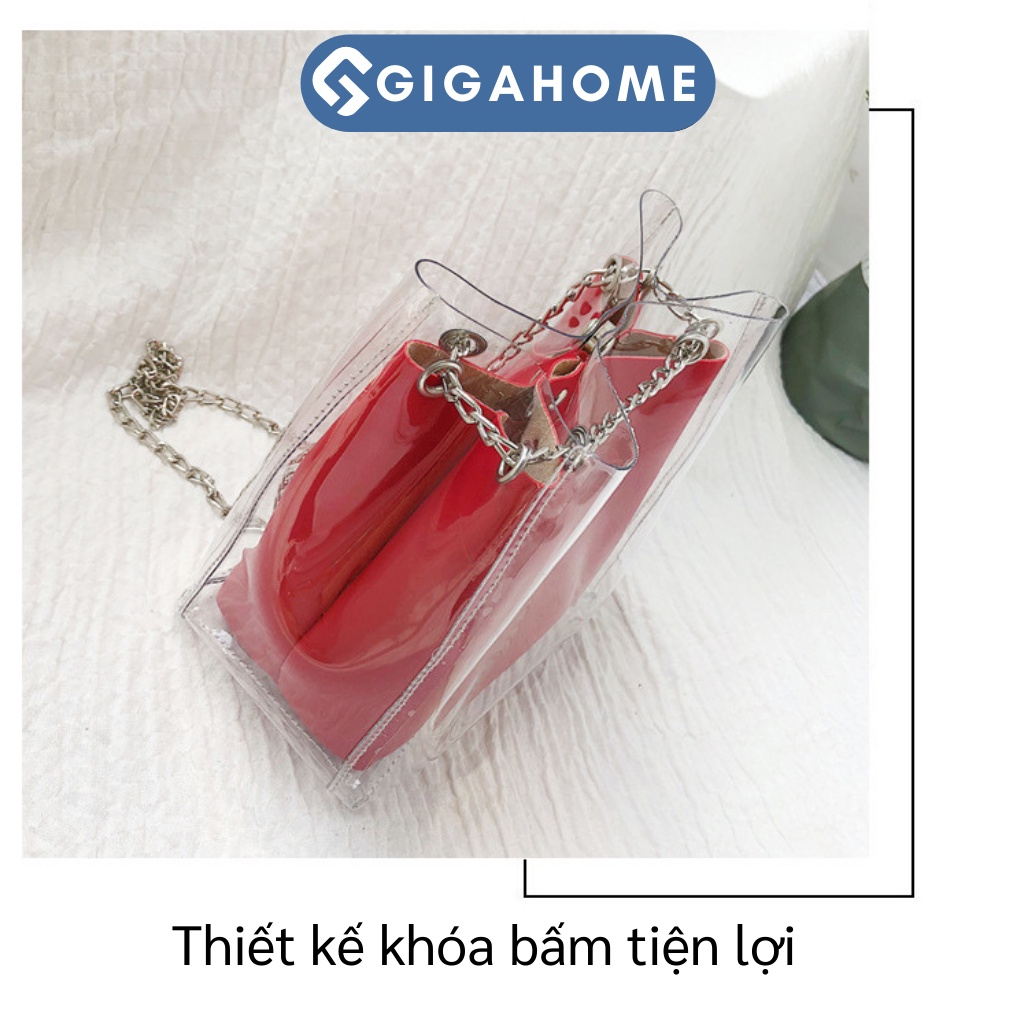Túi Xách Nữ Đeo Chéo Công Sở, Dạo Phố 2 Lớp Da Pu Trong Suốt Cá Tính GIGAHOME 7904