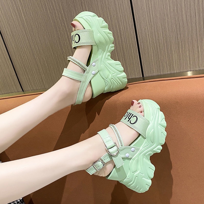 Sandal Đế Xuồng Dày Dặn Đính Đá Thời Trang Mùa Hè 2023 dép nữ 11cm