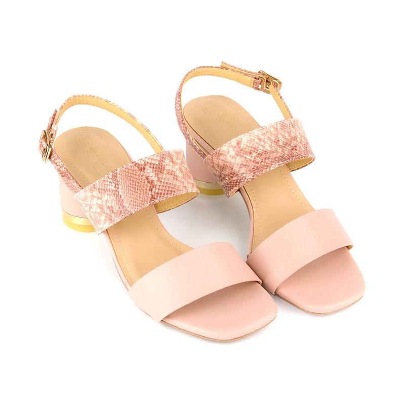 [Mã FASHIONMALLT4 giảm 15% đơn 150k] Giày Sandal Gót Trụ Họa Tiết Da Rắn Sunday Shoes DV59