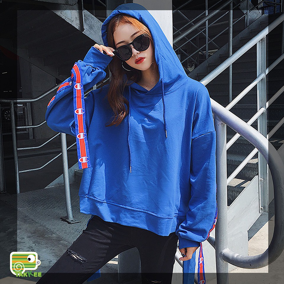 ÁO  NỈ THU ĐÔNG ÁO HOODIE CÓ DÂY CHỮ PHONG CÁCH HÀN QUỐC