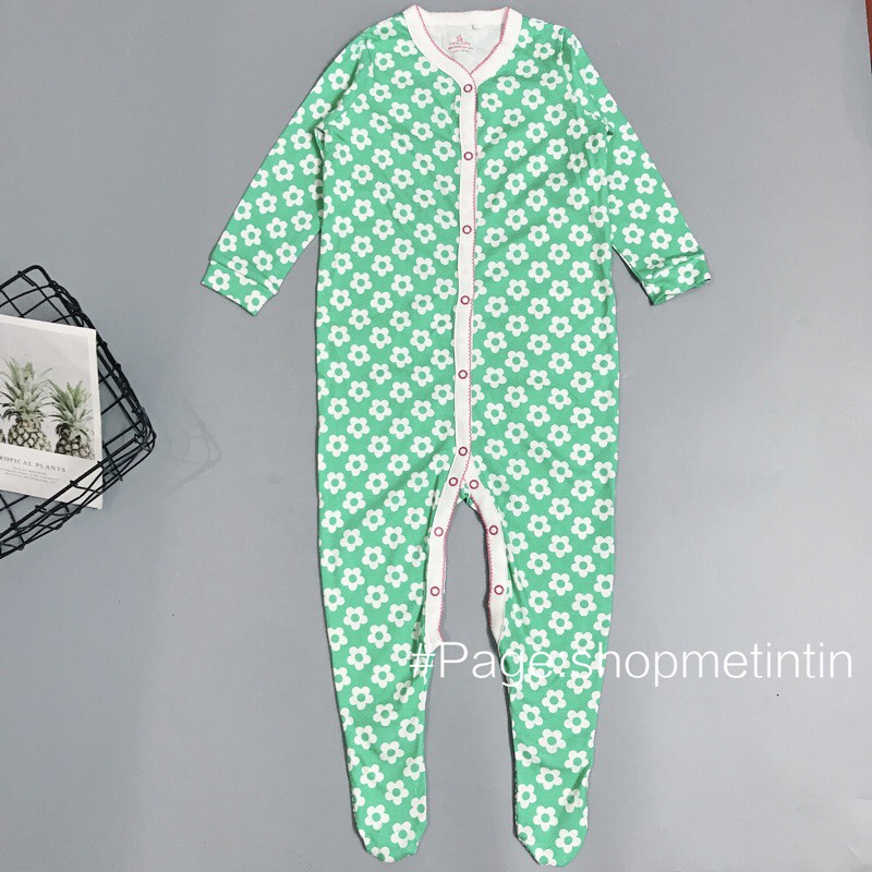 Body liền tất cotton cho bé [Next] (hoa nền xanh lá 24m form to 12-14kg)