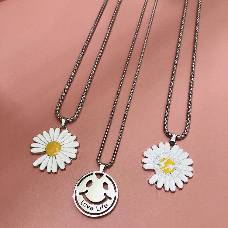 [Miễn Phí Vận Chuyển] Dây Chuyền Mặt Hình Hoa Cúc Nhỏ 23AA Phong Cách Hàn Quốc Đơn Giản Dễ Phối Đồ Cho Nam Và Nữ