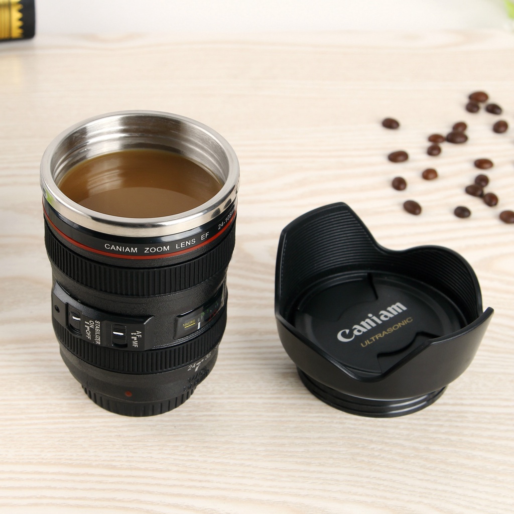 Cốc Nước Hình Ống Kính Máy Ảnh SLR Bằng Thép Không Gỉ Độc Đáo Cho Học Sinh/ Văn Phòng