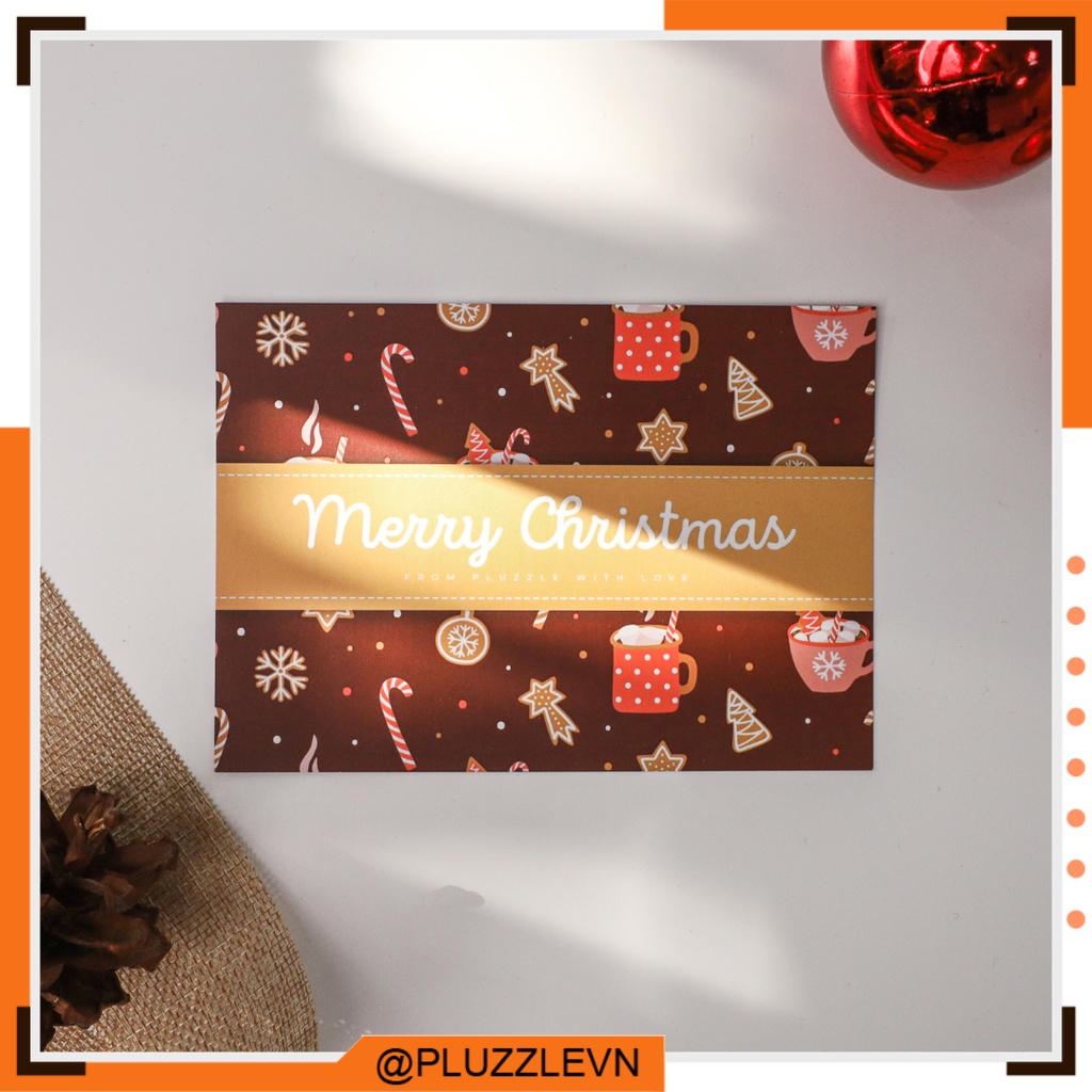 Thiệp PLUZZLE Chúc Mừng Giáng Sinh Noel - Card viết tay viết thư Giấy dày dặn cán bóng 1 mặt