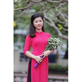 Áo dài trơn hồng sen cổ v (cả bộ)