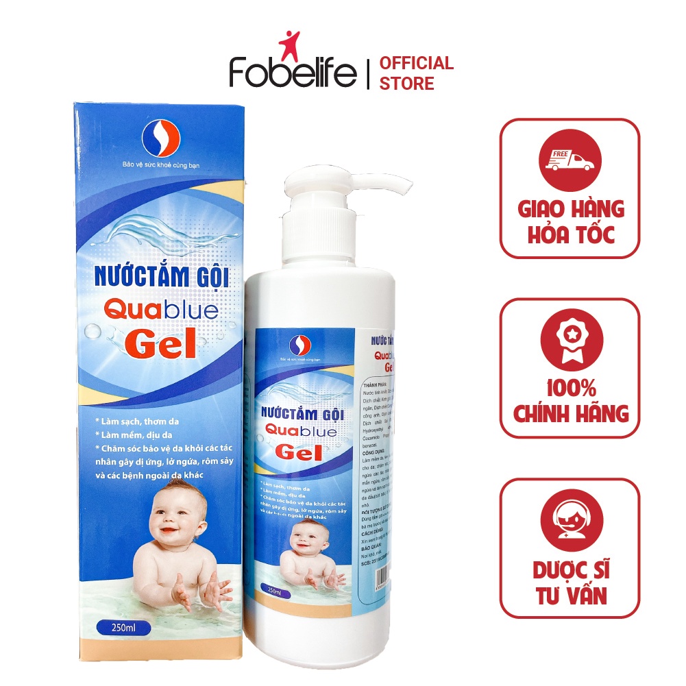 Nước Tắm Gội Quablue Gel Fobe An Toàn Diụ Nhẹ Cho Bé Chai 250ml