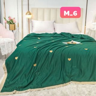 CHĂN LỤA TENCEL 1 MÀU THÊU CAO CẤP