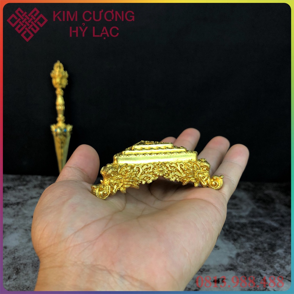 Pháp Khí Phổ Ba Mật Tông (Phurba) [Kim Cương Hỷ Lạc] Bằng Đồng 22Cm