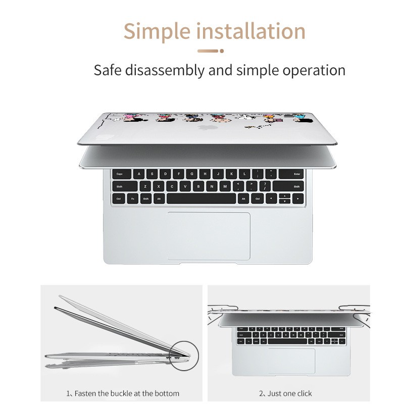 Ốp máy tính xách tay trong suốt họa tiết hoạt hình + bàn phím chống nước chống rơi chống trầy cho MacBook Air pro 13 15 16 inch Pro 13.3 Air 13.6 2022 M2 A2681 A2289 A2179 A2237