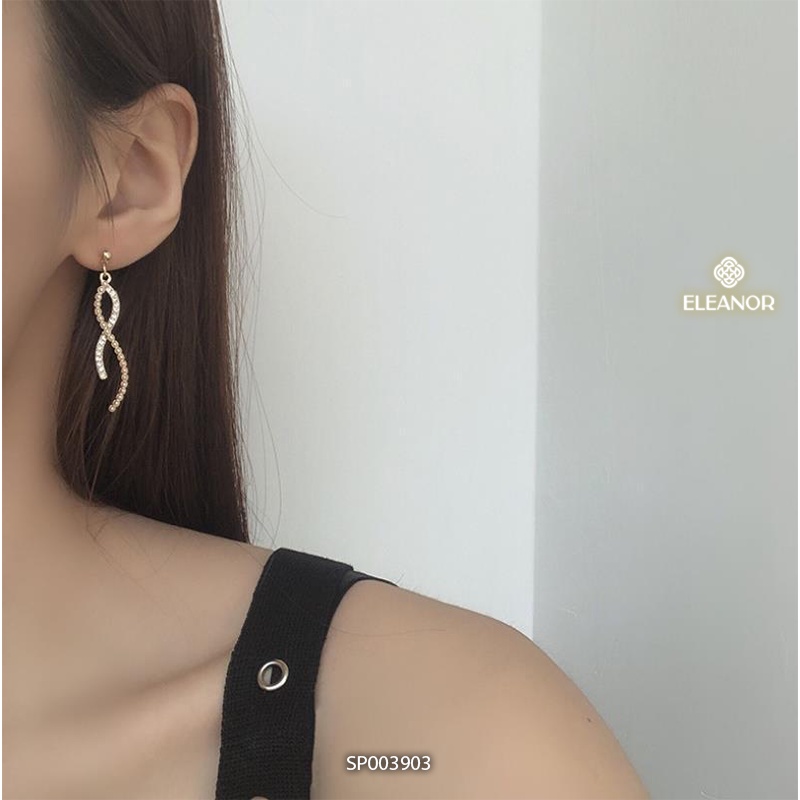 Bông tai nữ dáng dài Eleanor Accessories ngọc trai nhân tạo đính đá hình lượn sóng phụ kiện trang sức 3903
