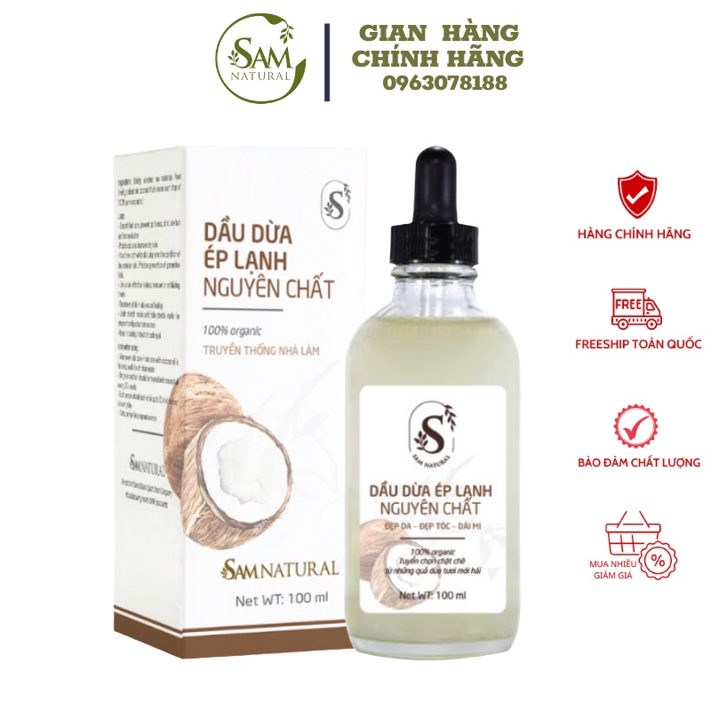Dầu Dừa Ép Lạnh - Sam Natural,Hạn chế rạn da và mờ dần vết rạn cho phụ nữ mang bầu và sau sinh