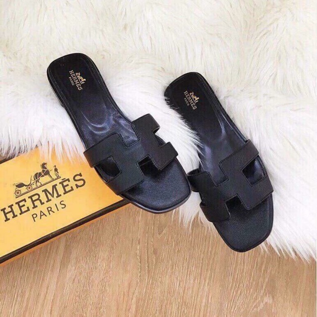 Dép hermes full đen