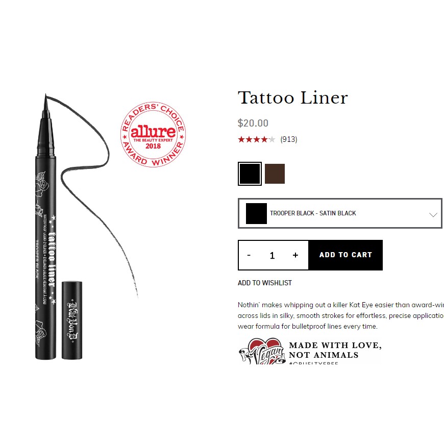 [CÓ SẴN] ✒️Gel Kẻ Mắt Kat Von D Tattoo Eyeliner màu Trooper✒️