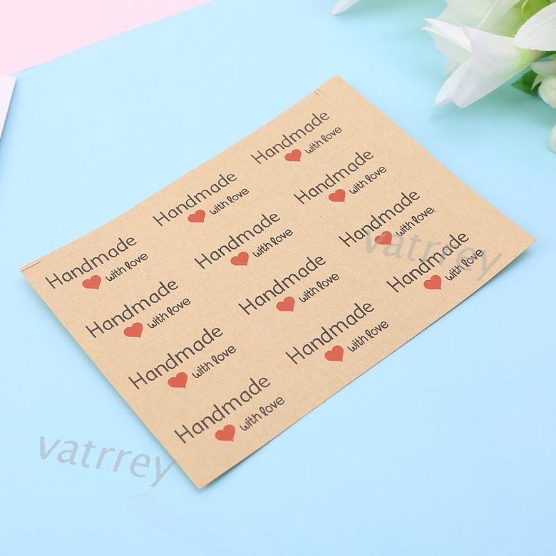 HANDMADE Set 120 Nhãn Dán Bằng Giấy In Chữ Love Dễ Thương Phong Cách Vintage