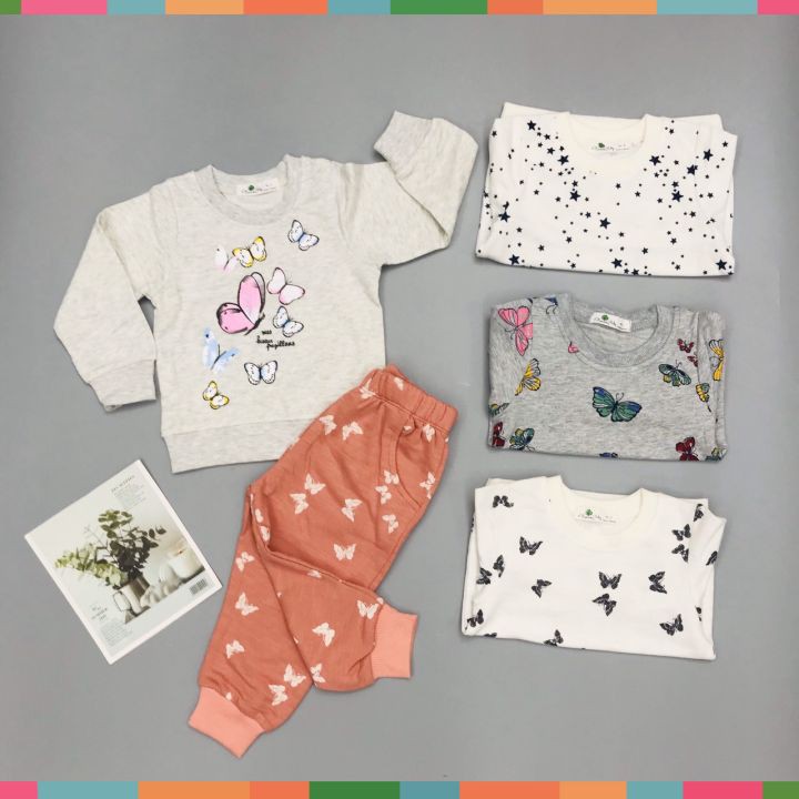 Bộ thu đông cho bé gái, bộ nỉ bé gái chất da cá mềm mịn, size 6-10 tuổi - SUNKIDS