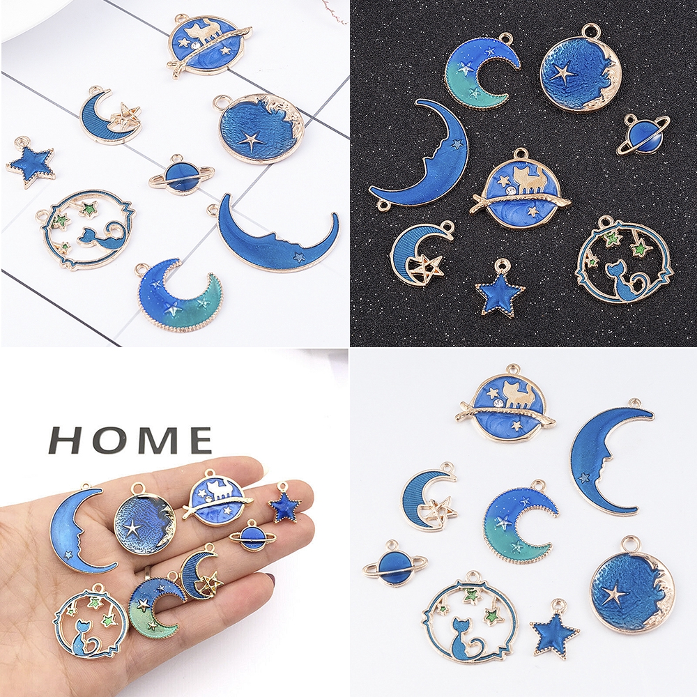 Set 8 Mặt Trang Sức Hình Trăng / Sao / Hành Tinh Độc Đáo Đẹp Mắt