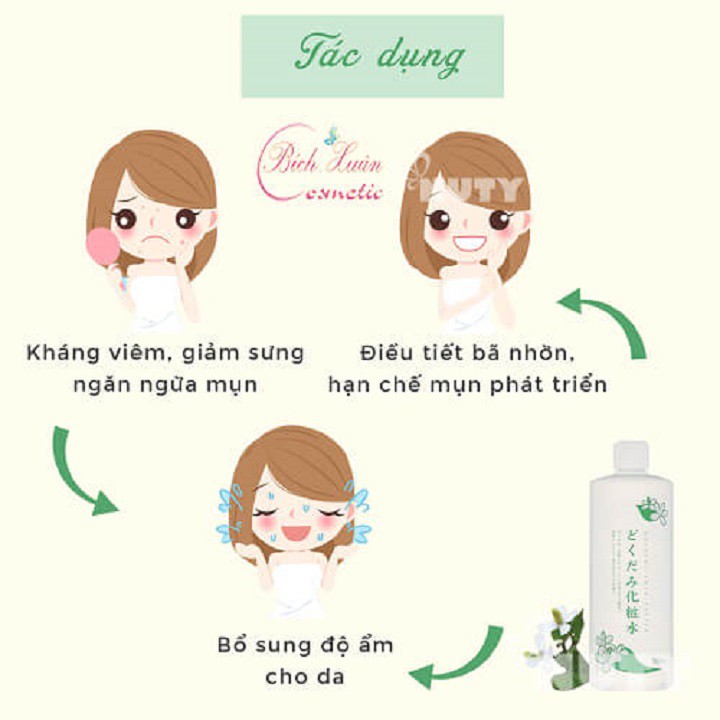 Nước hoa hồng diếp cá Natural Skin Lotion Nhật 500ml dành cho da dầu mụn