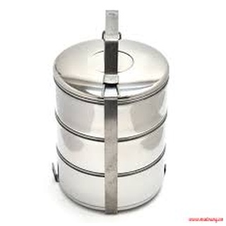 Cà men inox 3 ngăn đường kính 12cm, hộp đựng cơm inox