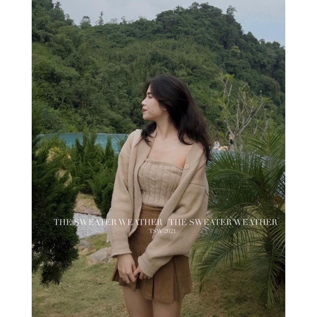 (Ảnh thật) Set áo khoác cardigan kèm áo quây len thừng the.sweaterweather TSW | BigBuy360 - bigbuy360.vn
