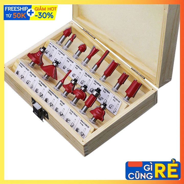 Mũi Phay Gỗ - Bộ Mũi Soi Gỗ 15 Món Tiện Lợi