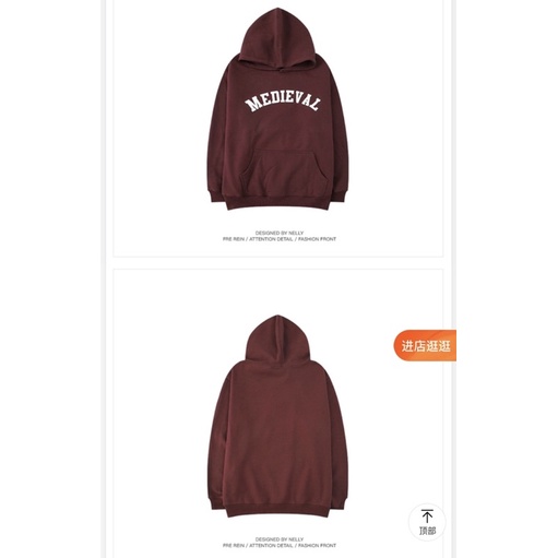 Áo hoodie  Nelly heybig chất nỉ bông dáng unisex form rộng medieval