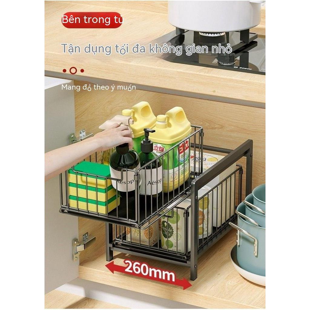 Kệ Đựng Gia Vị 2 Tầng Hình Chữ l Thiết Kế Ngăn Kéo Thông Minh Đa Năng