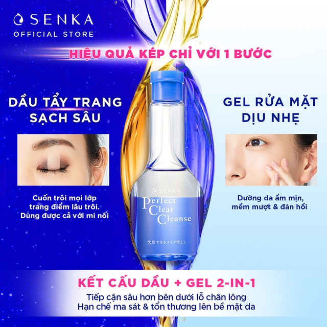 Gel rửa mặt tẩy trang 2 trong 1 Senka Perfect Clear Cleanse 170ml