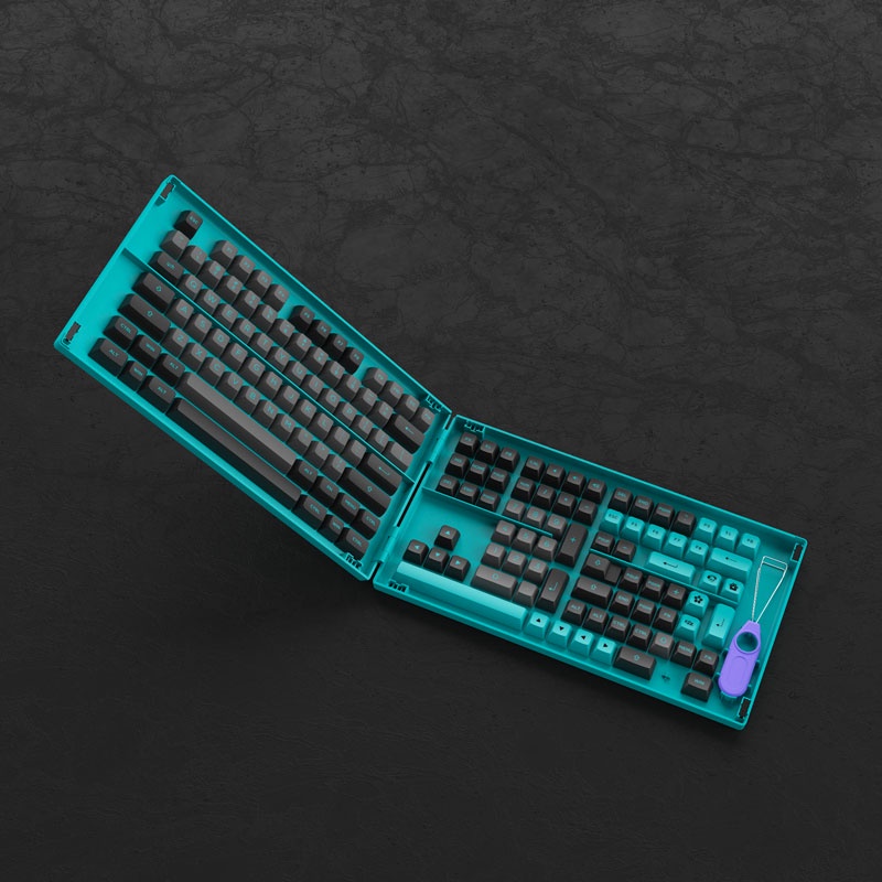 Set keycap AKKO Black &amp; Cyan (PBT Double-Shot/ASA profile/197 nút) - Hàng chính hãng - Dành cho bàn phím cơ