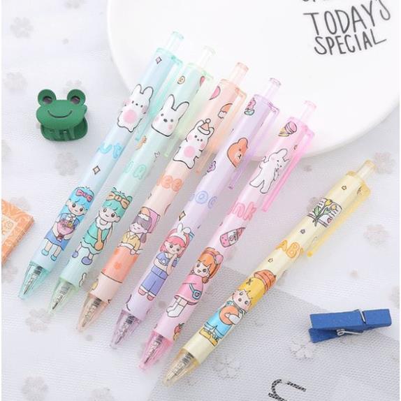 Bút Gel Bấm Bé Gái Mực Đen 0,5mm Dễ Thương H198