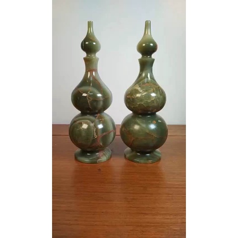 Cặp hồ lô nguyên khối Ngọc onyx xanh:30*11cm