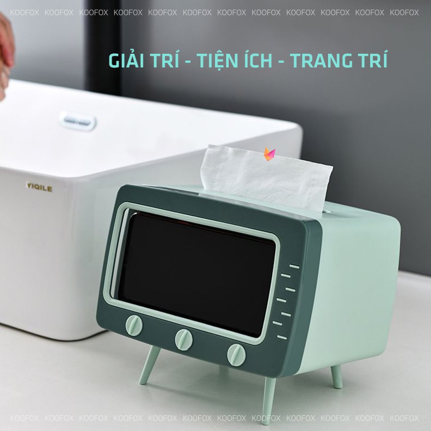 [SIÊU XINH] Hộp Đựng Điện Thoại Hình Tivi Có Khoang Chứa Giấy - Tiện Ích Gia Đình - Trang Trí Nhà Cửa - KOOFOX