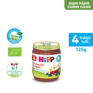 Dinh dưỡng đóng lọ ăn dặm Dâu tím, táo tây HiPP Organic 125g (An Toàn Với Trẻ Có Nguy Cơ Dị Ứng Thức Ăn Cao)