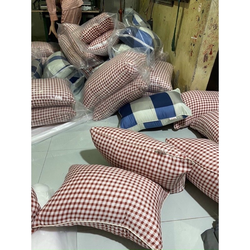 ❤️Đôi gối bông Muji kẻ sang chảnh - 1 đôi