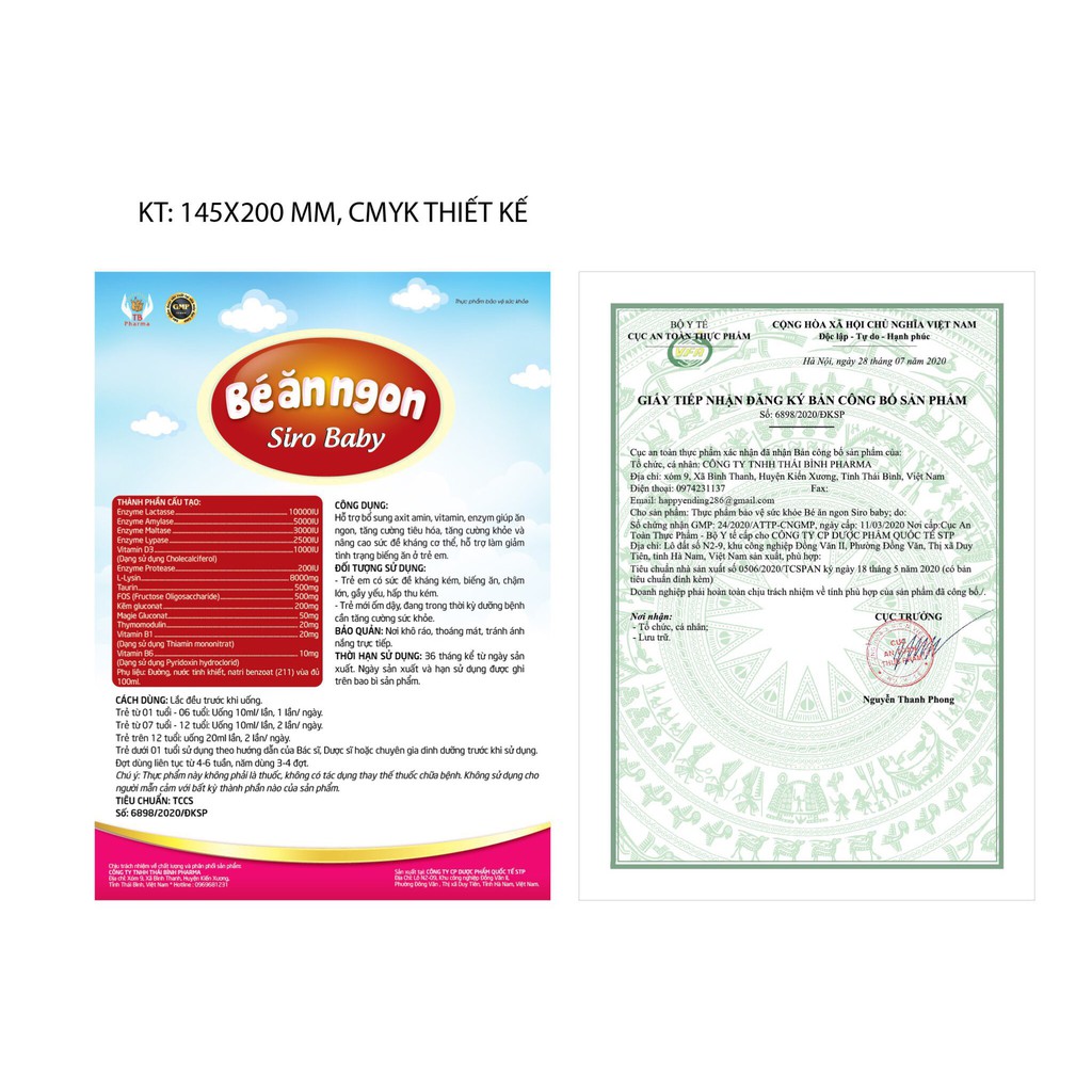 Combo 3 Hộp Siro Bé ăn ngon SIRO BABY - Bổ sung Lysin, Vitamin B1, B6 , D3 giúp bé ăn ngon, ngủ tốt, tăng sức đề kháng