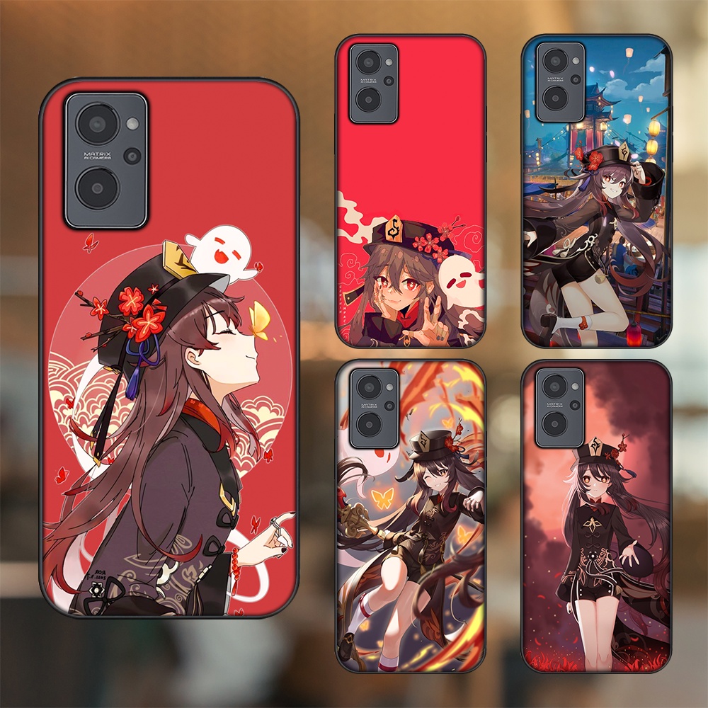 Ốp lưng Realme 9i viền đen in hình Hutao Genshin Impact