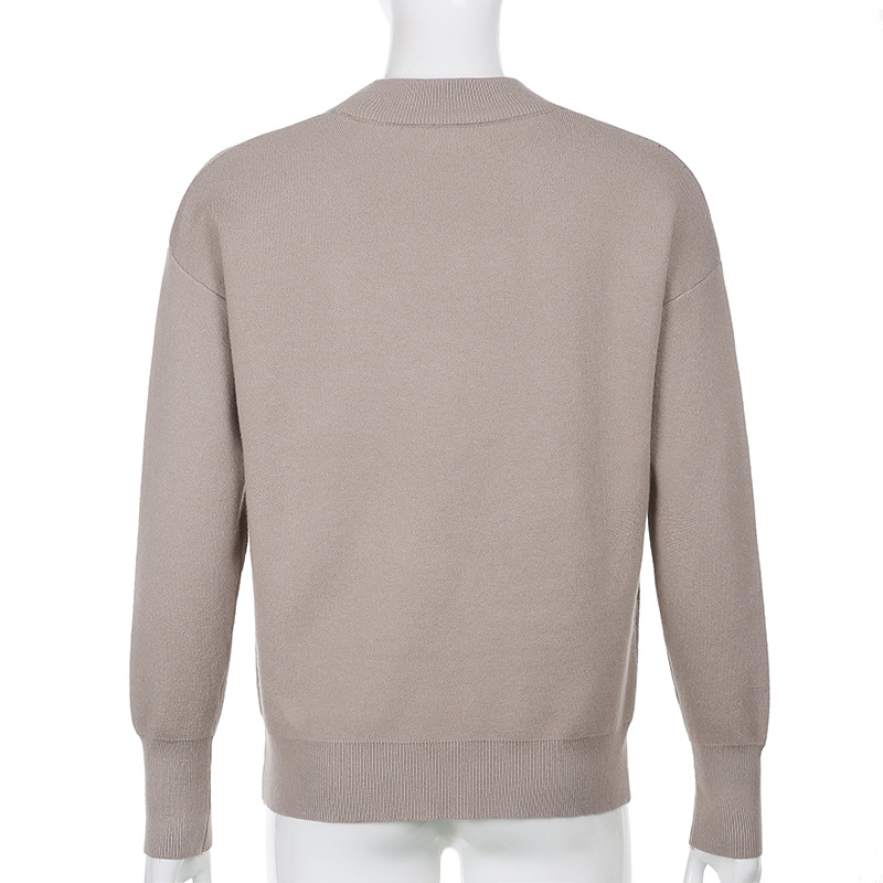 Áo Sweater Dệt Kim Tay Dài Thiết Kế Dáng Rộng Thoải Mái
