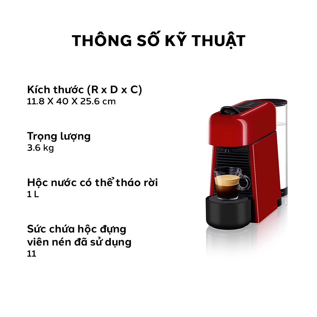 [Mã ELHADEV giảm 4% đơn 300K] Máy pha cà phê Nespresso Essenza Plus Đỏ