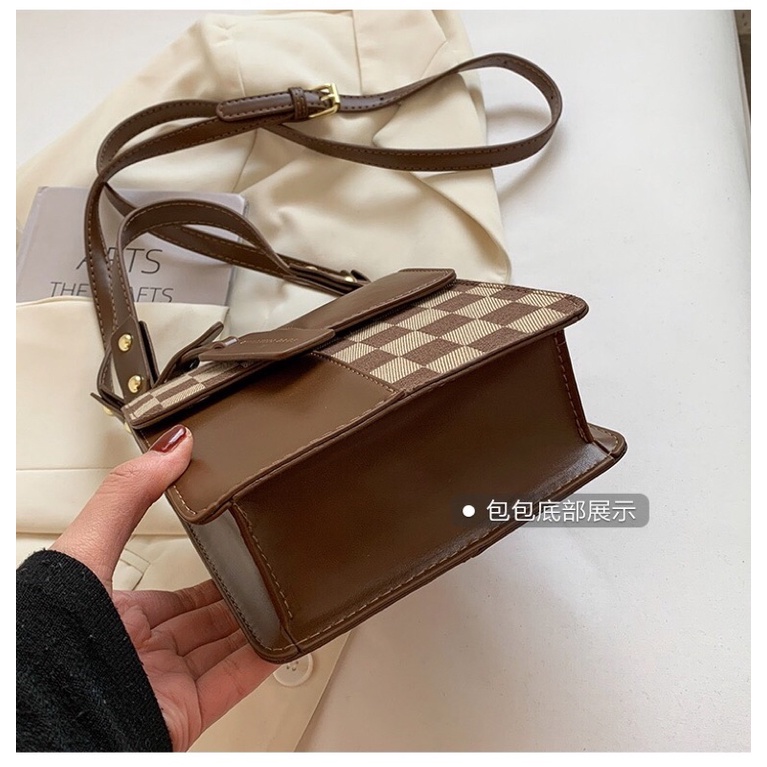 Túi xách nữ dáng vuông kẻ caro 2 quai đeo cầm tay và đeo chéo Zulia's