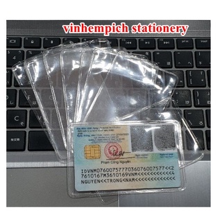 Lốc 100 cái bao cccd gắn chíp, thẻ atm, vỏ căn cước công dân, thẻ tín dụng, bằng lái trong suốt có nắp lốc 100 cái